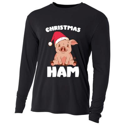 Christmas Pig Christmas Ham Cute Santa Pig Funny Christmas Gift Cooling Performance Long Sleeve Crew