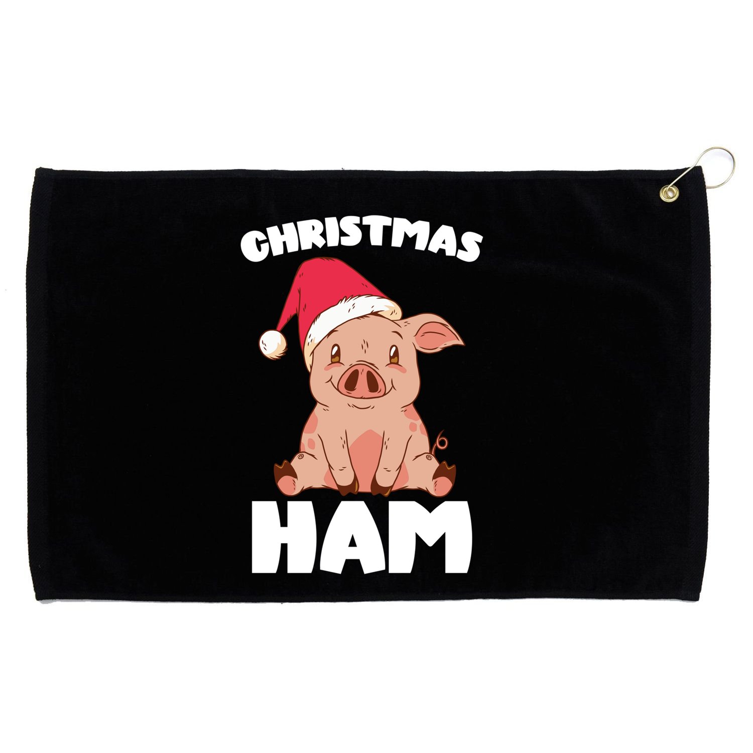 Christmas Pig Christmas Ham Cute Santa Pig Funny Christmas Gift Grommeted Golf Towel
