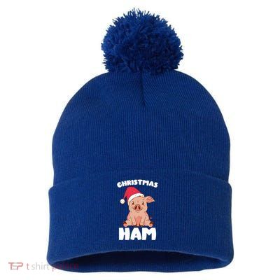 Christmas Pig Christmas Ham Cute Santa Pig Funny Christmas Gift Pom Pom 12in Knit Beanie