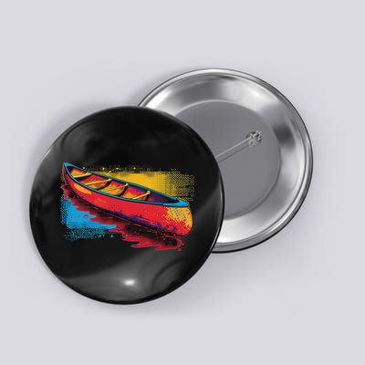 Colorful Painted Canoe And Paddle On Artistic Canoeing Button