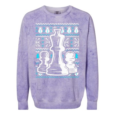 Chess Pieces Christmas Checkmate Tactics Castling Player Colorblast Crewneck Sweatshirt