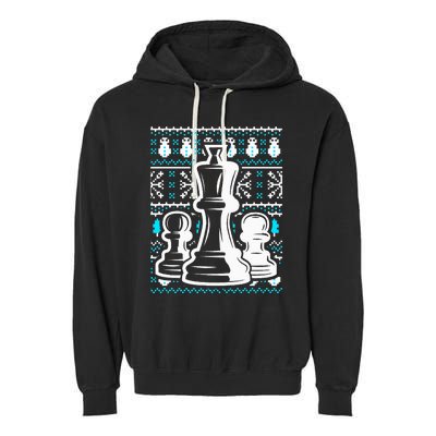 Chess Pieces Christmas Checkmate Tactics Castling Player Garment-Dyed Fleece Hoodie