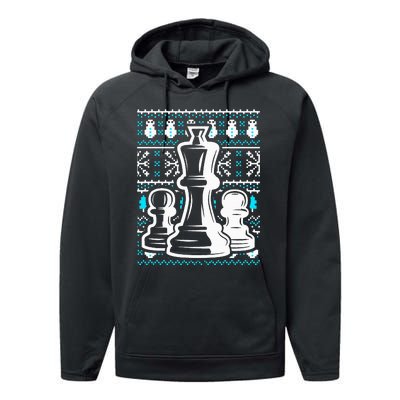 Chess Pieces Christmas Checkmate Tactics Castling Player Performance Fleece Hoodie