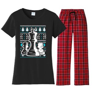 Chess Pieces Christmas Checkmate Tactics Castling Player Women's Flannel Pajama Set