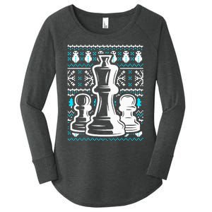 Chess Pieces Christmas Checkmate Tactics Castling Player Women's Perfect Tri Tunic Long Sleeve Shirt