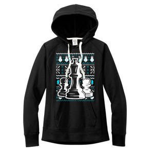 Chess Pieces Christmas Checkmate Tactics Castling Player Women's Fleece Hoodie