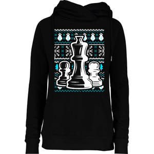 Chess Pieces Christmas Checkmate Tactics Castling Player Womens Funnel Neck Pullover Hood