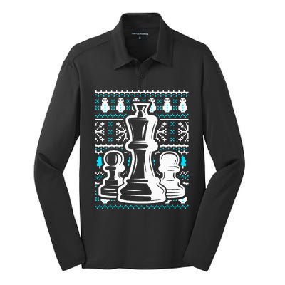 Chess Pieces Christmas Checkmate Tactics Castling Player Silk Touch Performance Long Sleeve Polo