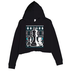 Chess Pieces Christmas Checkmate Tactics Castling Player Crop Fleece Hoodie