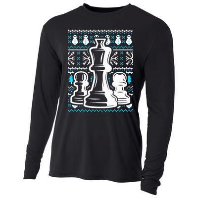 Chess Pieces Christmas Checkmate Tactics Castling Player Cooling Performance Long Sleeve Crew