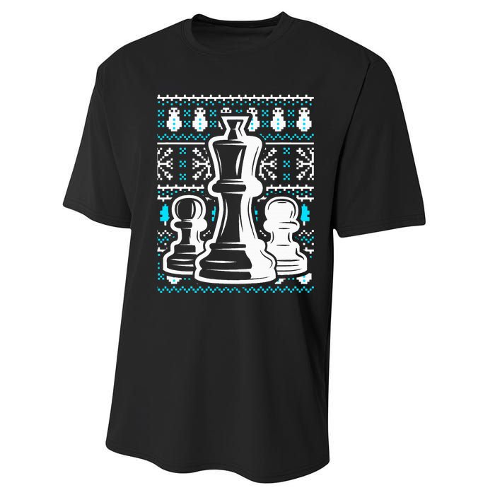 Chess Pieces Christmas Checkmate Tactics Castling Player Performance Sprint T-Shirt