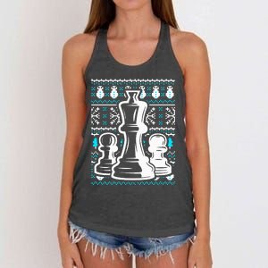 Chess Pieces Christmas Checkmate Tactics Castling Player Women's Knotted Racerback Tank