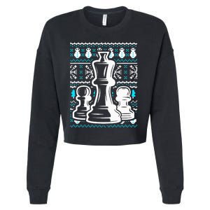 Chess Pieces Christmas Checkmate Tactics Castling Player Cropped Pullover Crew