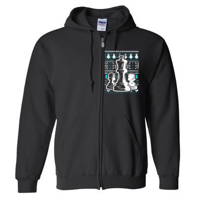 Chess Pieces Christmas Checkmate Tactics Castling Player Full Zip Hoodie