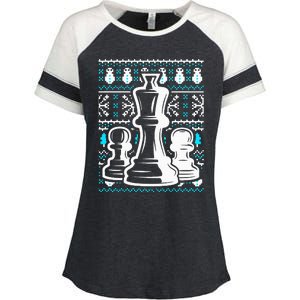 Chess Pieces Christmas Checkmate Tactics Castling Player Enza Ladies Jersey Colorblock Tee