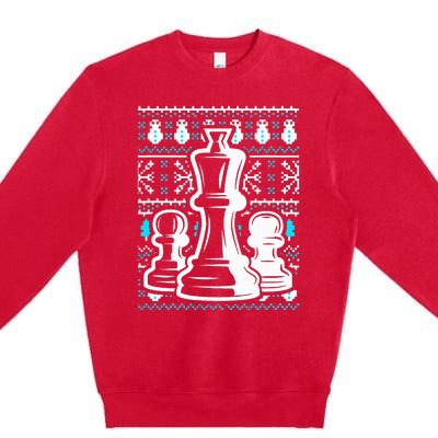 Chess Pieces Christmas Checkmate Tactics Castling Player Premium Crewneck Sweatshirt