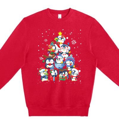 Cute Penguin Christmas Tree Gift Decor Xmas Tree Premium Crewneck Sweatshirt