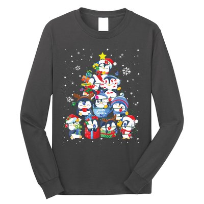 Cute Penguin Christmas Tree Gift Decor Xmas Tree Long Sleeve Shirt