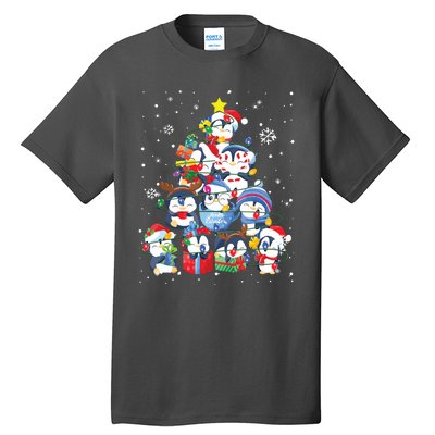 Cute Penguin Christmas Tree Gift Decor Xmas Tree Tall T-Shirt