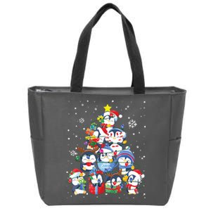 Cute Penguin Christmas Tree Gift Decor Xmas Tree Zip Tote Bag