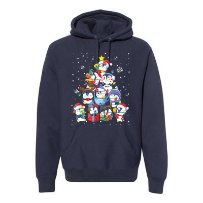 Cute Penguin Christmas Tree Gift Decor Xmas Tree Premium Hoodie