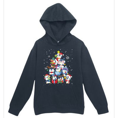 Cute Penguin Christmas Tree Gift Decor Xmas Tree Urban Pullover Hoodie