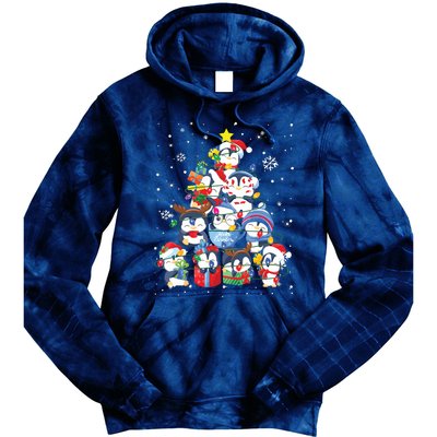 Cute Penguin Christmas Tree Gift Decor Xmas Tree Tie Dye Hoodie