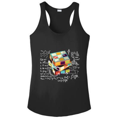 Competitive Puzzle Cube Math Speed Cubing 80S Vintage Toy Funny Gift Ladies PosiCharge Competitor Racerback Tank