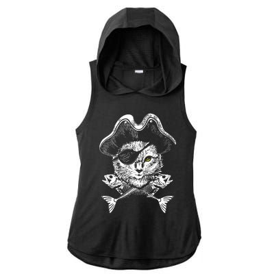 Cat Pirate Ladies PosiCharge Tri-Blend Wicking Draft Hoodie Tank