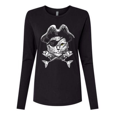 Cat Pirate Womens Cotton Relaxed Long Sleeve T-Shirt