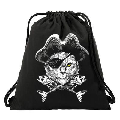 Cat Pirate Drawstring Bag