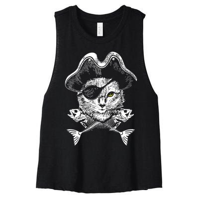 Cat Pirate Women's Racerback Cropped Tank