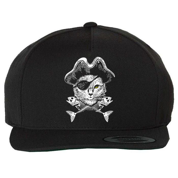 Cat Pirate Wool Snapback Cap