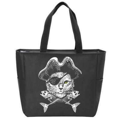 Cat Pirate Zip Tote Bag