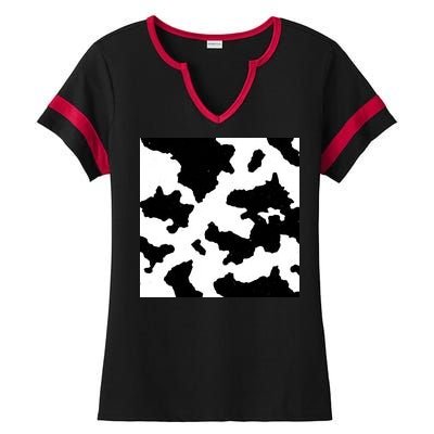 Cow Pattern Ladies Halftime Notch Neck Tee