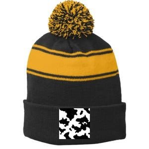 Cow Pattern Stripe Pom Pom Beanie