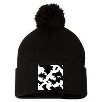 Cow Pattern Pom Pom 12in Knit Beanie