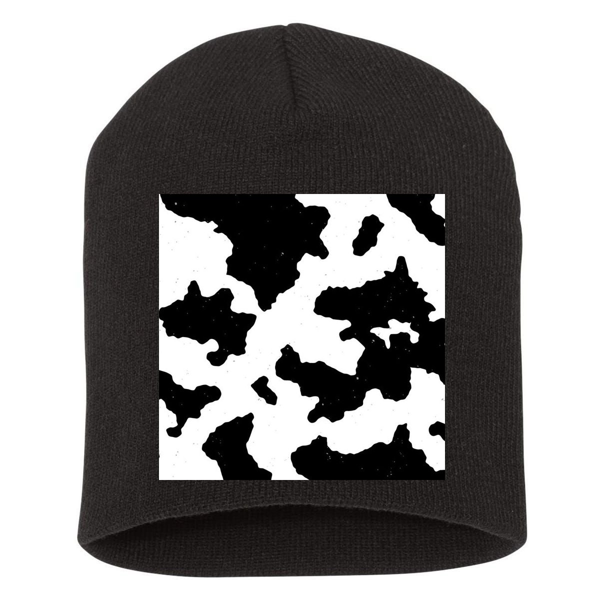 Cow Pattern Short Acrylic Beanie