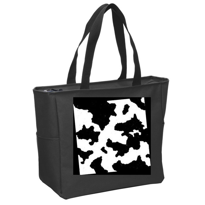 Cow Pattern Zip Tote Bag