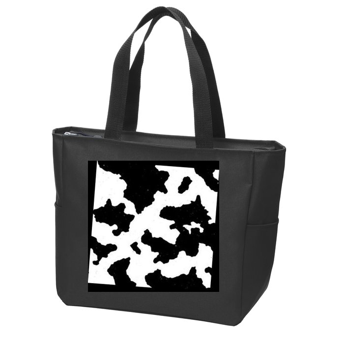 Cow Pattern Zip Tote Bag