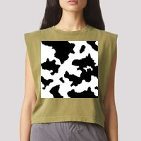 Cow Pattern Garment-Dyed Women's Muscle Tee