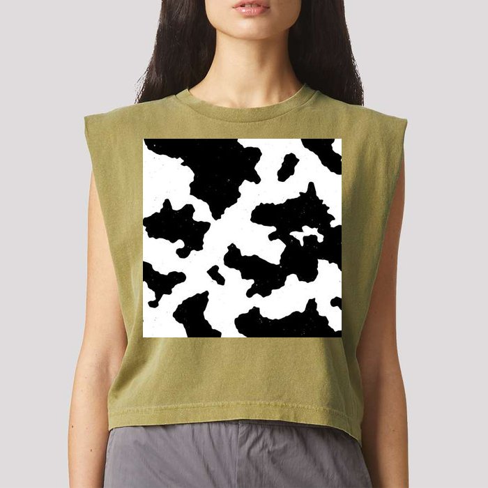 Cow Pattern Garment-Dyed Women's Muscle Tee