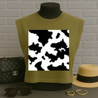 Cow Pattern Garment-Dyed Women's Muscle Tee