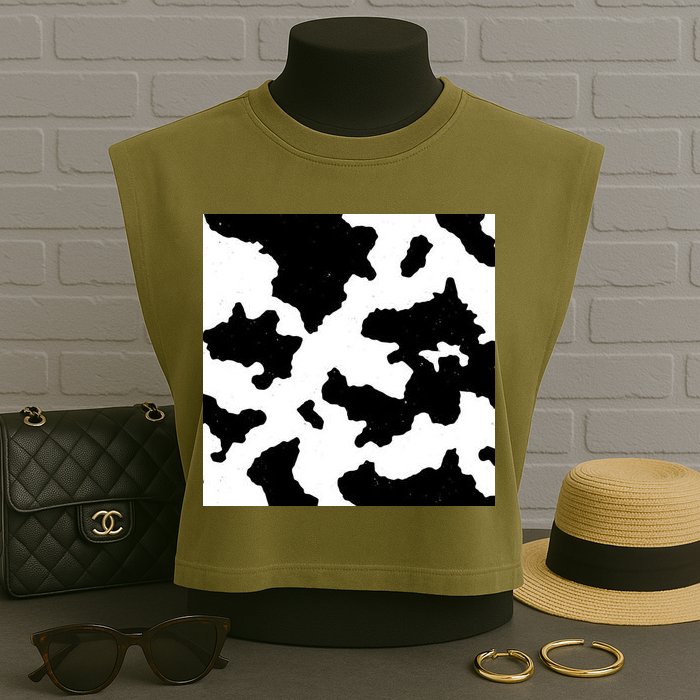 Cow Pattern Garment-Dyed Women's Muscle Tee