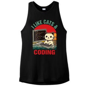 Coder Programmer Cat Lover Cat Dad I Like Cats & Coding Ladies PosiCharge Tri-Blend Wicking Tank