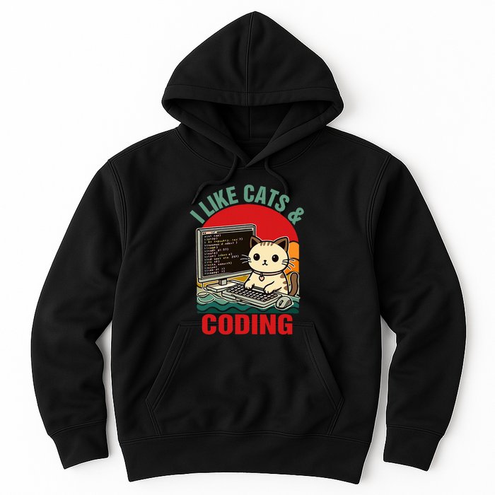 Coder Programmer Cat Lover Cat Dad I Like Cats & Coding Hoodie