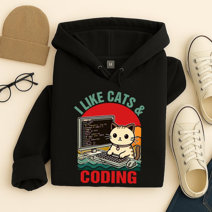 Coder Programmer Cat Lover Cat Dad I Like Cats & Coding Hoodie