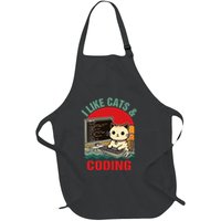 Coder Programmer Cat Lover Cat Dad I Like Cats & Coding Full-Length Apron With Pockets