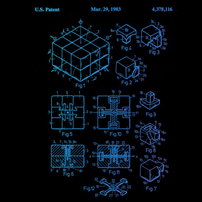 Competitive Puzzle Cube Rubik Patent Speed Cubing Retro Math Gift Cooling Performance Crew T-Shirt