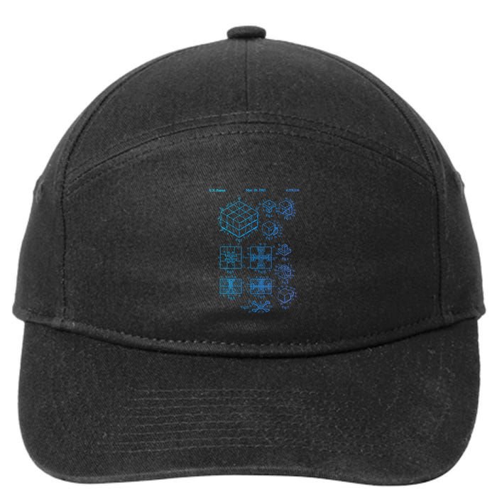 Competitive Puzzle Cube Rubik Patent Speed Cubing Retro Math Gift 7-Panel Snapback Hat